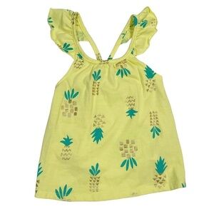CAT & Jack Pineapple Print Tank Top Ruffle Straps Yellow Toddler Girl 2T